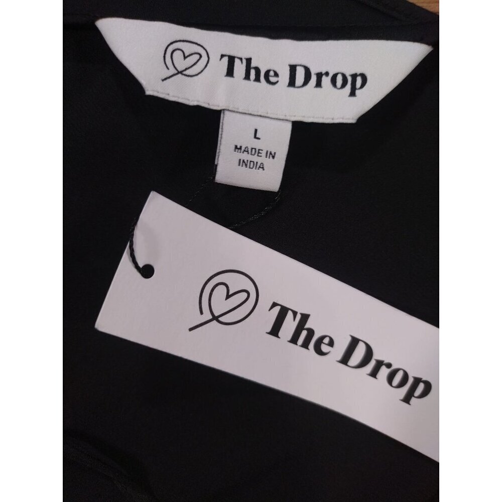 The Drop Black Satin-Look Polyester Cowl Neck Camisole Adjustable Strap Size L - Picture 3 of 7